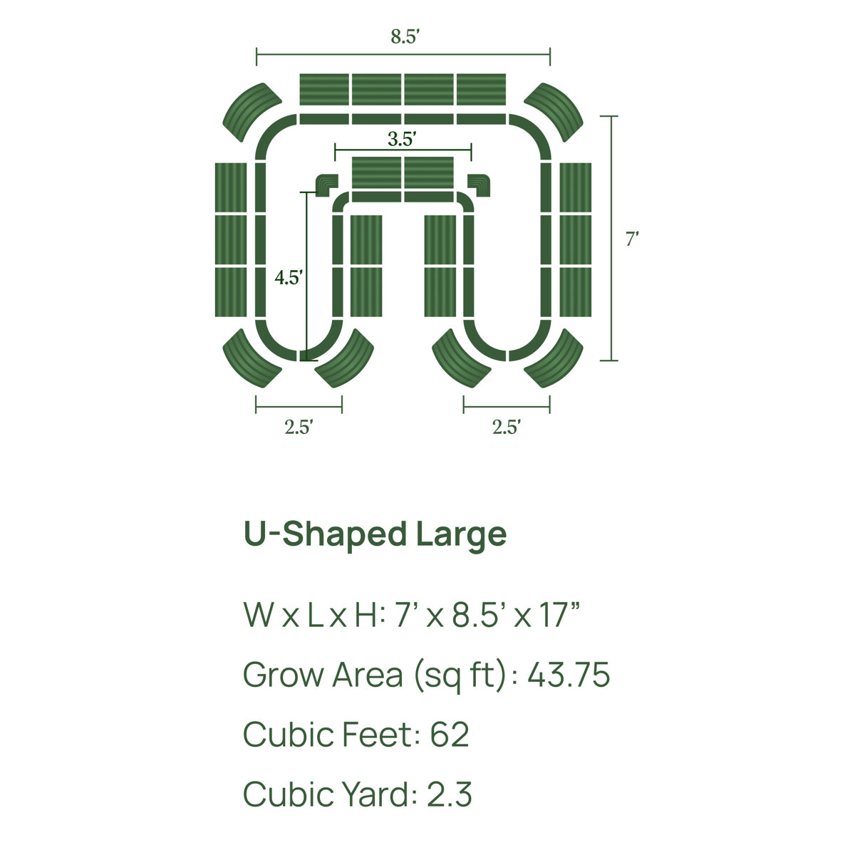 17" Tall U-Shaped Metal Outdoor Raised Garden Bed